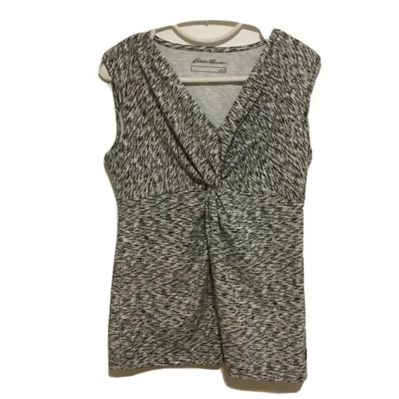 Eddie Bauer Size Small Black and Gray Marled Twist Tank Top - Picture 1 of 9